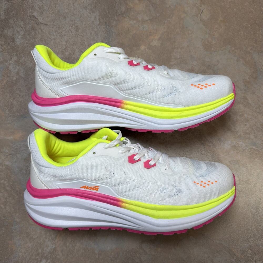 Avia Avi-Move Women’s Size 8W Memory Foam Mesh Lace-Up Wide Sneakers White Pink